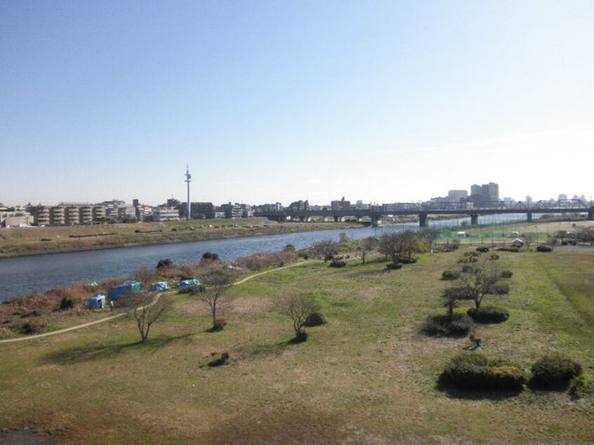 多摩川河川敷(公園)まで150m シティ－プラザ新丸子Ａ
