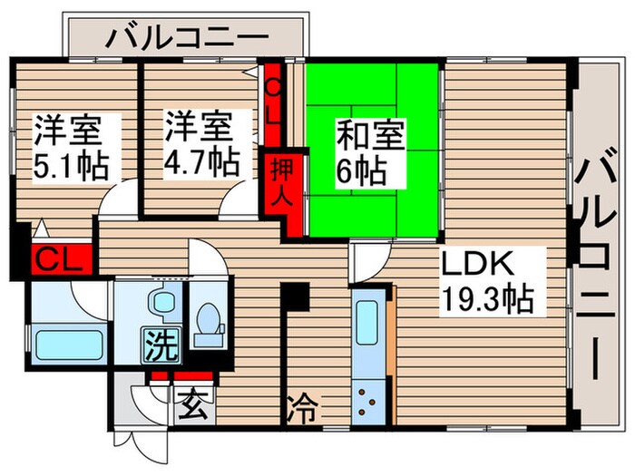 間取り図 けやき通り北十番館(303)