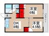 ジャスミンコート3 2DKの間取り