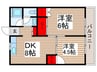 ジャスミンコート3 2DKの間取り