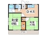 第1みのり荘 2DKの間取り
