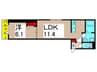 グラナーデ六町Ⅱ 1LDKの間取り