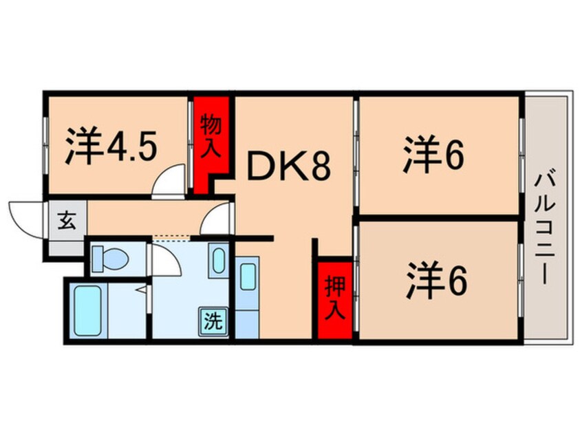 間取図 エルムヒルズＮＡＲＵＳＡＷＡ