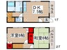 テラス勝又 2DKの間取り