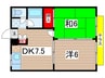 エステートピア田中 2DKの間取り