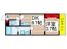 グランドソレイユ八千代台 1DKの間取り