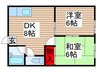 サンハイム初石Ｂ棟 2DKの間取り