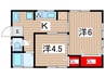 深山貸家B棟 2Kの間取り