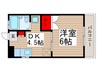ビーブタウン高田 1DKの間取り