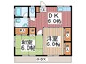 ハウスタカハシＢ棟 2DKの間取り
