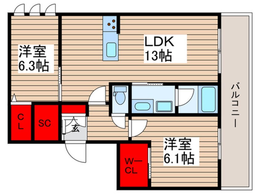 間取図 ルミノサ・ファミリアB