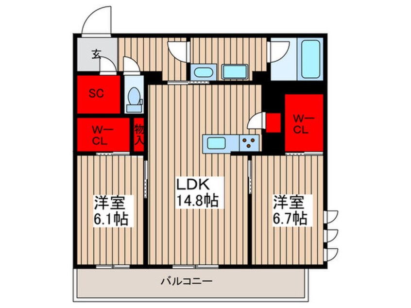 間取図 ルミノサ・ファミリアB