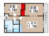 クレストガーデン南柏 2LDKの間取り
