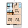 フォレストさつき 2DKの間取り