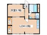 稲荷森マンション 1LDKの間取り