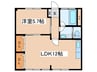 稲荷森マンション 1LDKの間取り