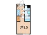 Residenceヴィヴィエ文京 1Kの間取り