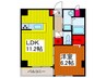 ＲｏｏｔＷｈｉｔｅⅢ 1LDKの間取り