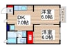 RYU弐番館 2DKの間取り