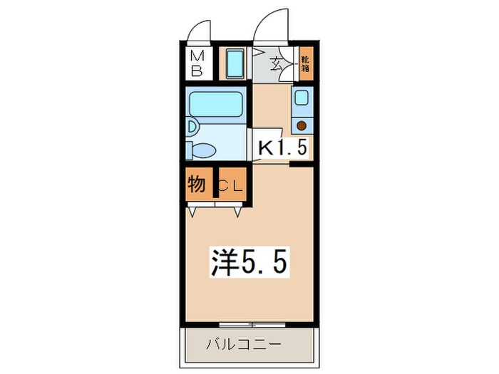 間取り図 ﾎｰﾕｳｺﾝﾌｫﾙﾄ白楽A棟（502）