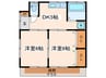 磯貝貸家 2DKの間取り