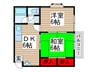 アドミナル２号棟 2DKの間取り