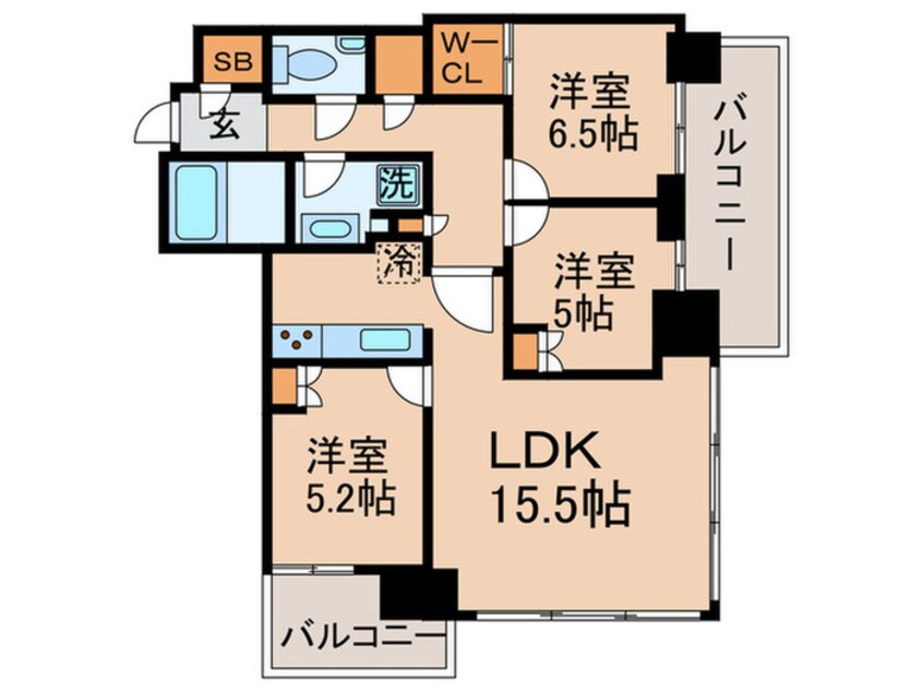 間取図 ｻﾞ・ﾊﾟｰｸﾊｳｽ晴海ﾀﾜｰｽﾞｸﾛﾉﾚｼﾞﾃﾞﾝｽ