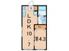 リベラ上平間 1LDKの間取り