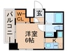 ドゥーエ新富町 1Kの間取り