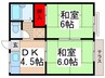 セゾン秀 2DKの間取り