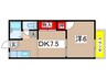 都賀ビューハイツ 1DKの間取り