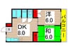 ラバーゼ東綾瀬 2DKの間取り