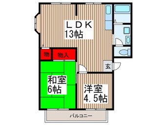 間取図 大和田ﾊﾟｰｸﾊｲﾂ　Ｂ