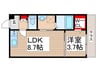 ルレーブ南流山 1LDKの間取り
