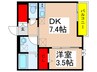 仮)八千代市村上ｱﾊﾟｰﾄ新築計画 1DKの間取り