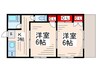 川端荘 2Kの間取り