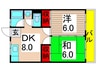 スカイハイツ冨澤 2DKの間取り