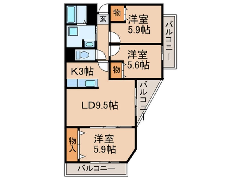 間取図 ｺﾝﾌｫ-ﾄﾊﾟﾚｽ