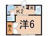 ハマフラット 1Kの間取り