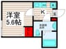 フィオーレ栗原 1Rの間取り