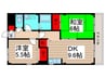 コスモ大野 2DKの間取り