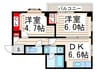ディアコート 2DKの間取り