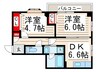 ディアコート 2DKの間取り