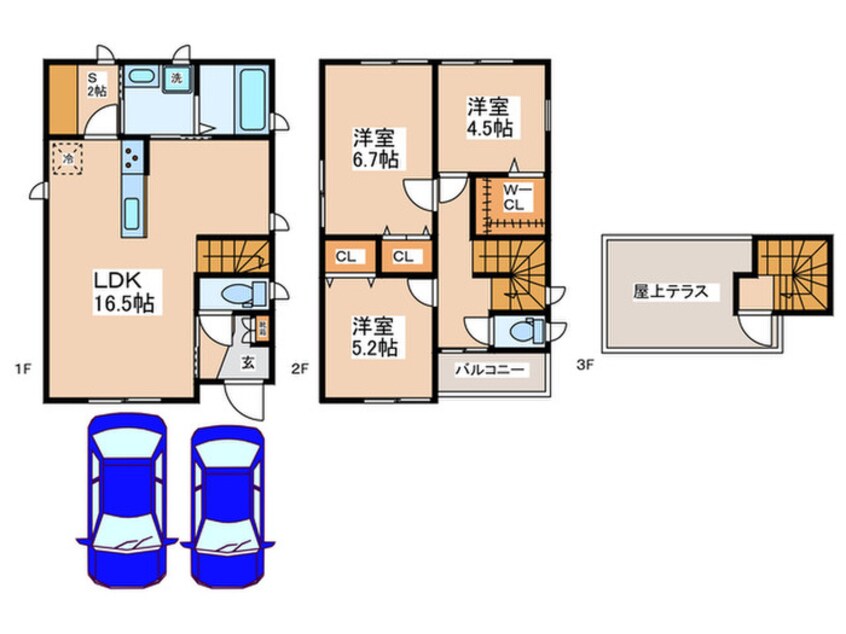 間取図 仮）瑞穂町新築戸建Ｂ棟