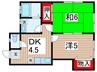 ポルティコ国立 2DKの間取り