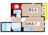 インフローレ 1DKの間取り