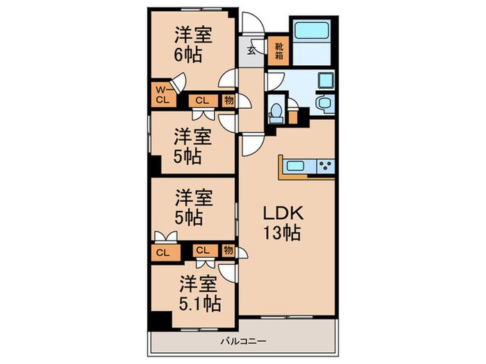 間取り図 ｻﾞ･ﾊﾟｰｸﾊｳｽ上石神井ﾚｼﾞﾃﾞﾝｽ(121)