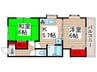 ラフィ－ヌ吉野Ｂ棟 2Kの間取り