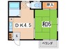 サンヒルズＢ棟 1DKの間取り