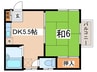 サンヒルズＢ棟 1DKの間取り